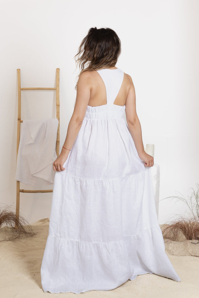 Back view of maxi linen dress