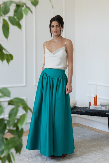Front view of maxi cotton skirt