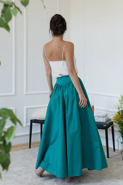 Back view of maxi cotton skirt