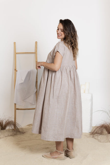 Back view of midi linen dress