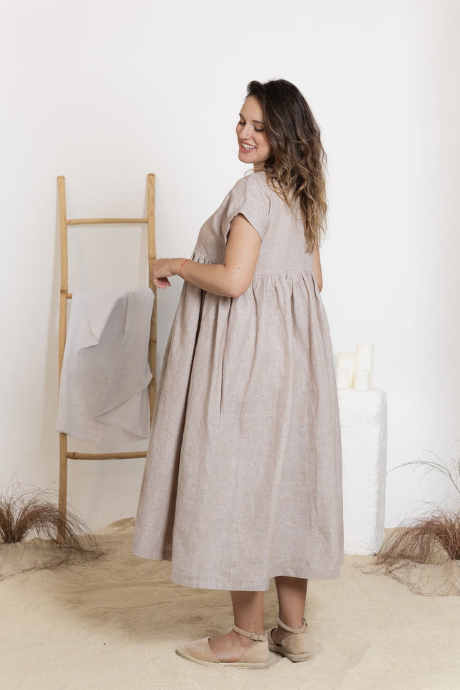 Back view of midi linen dress