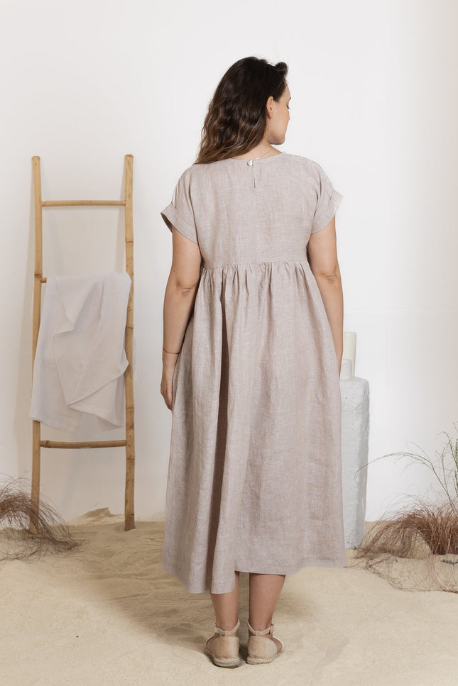 Back view of midi linen dress