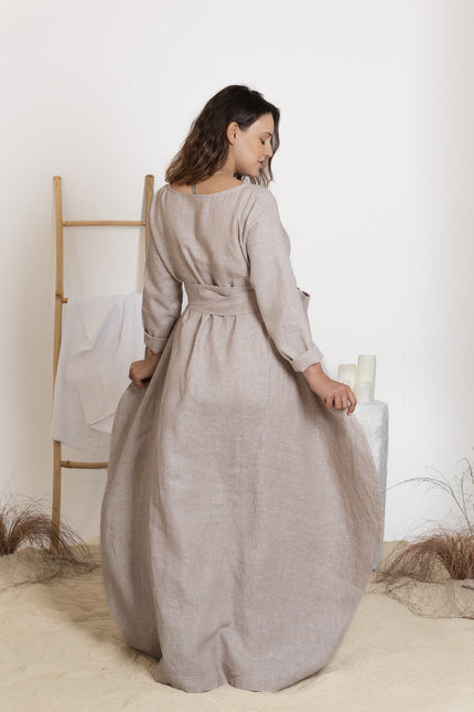 Back view of maxi linen dress