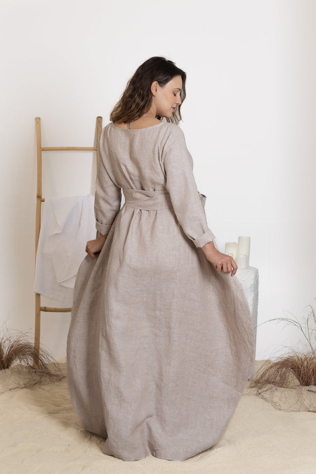 Back view of maxi linen dress