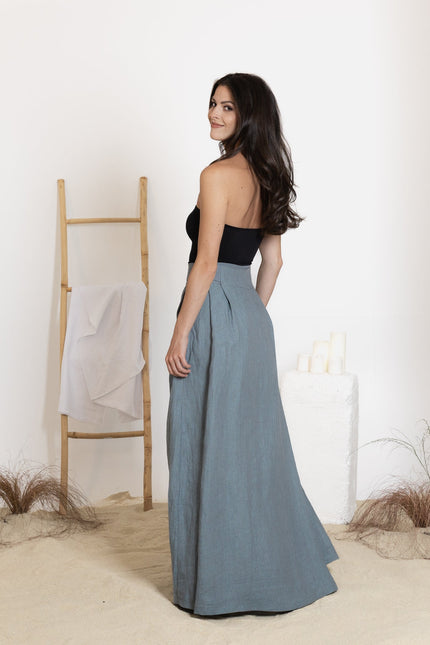 Back view of linen maxi skirt