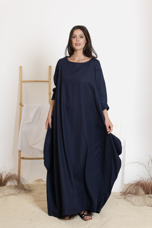 Front view of maxi linen dress