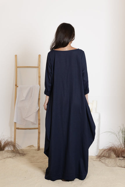 Back view of maxi linen dress