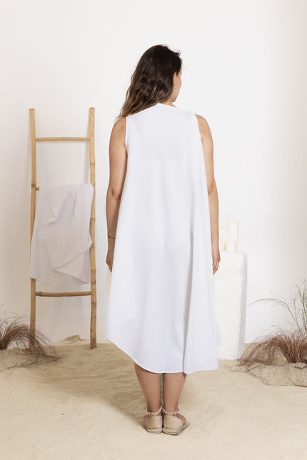 Back view of midi linen dress