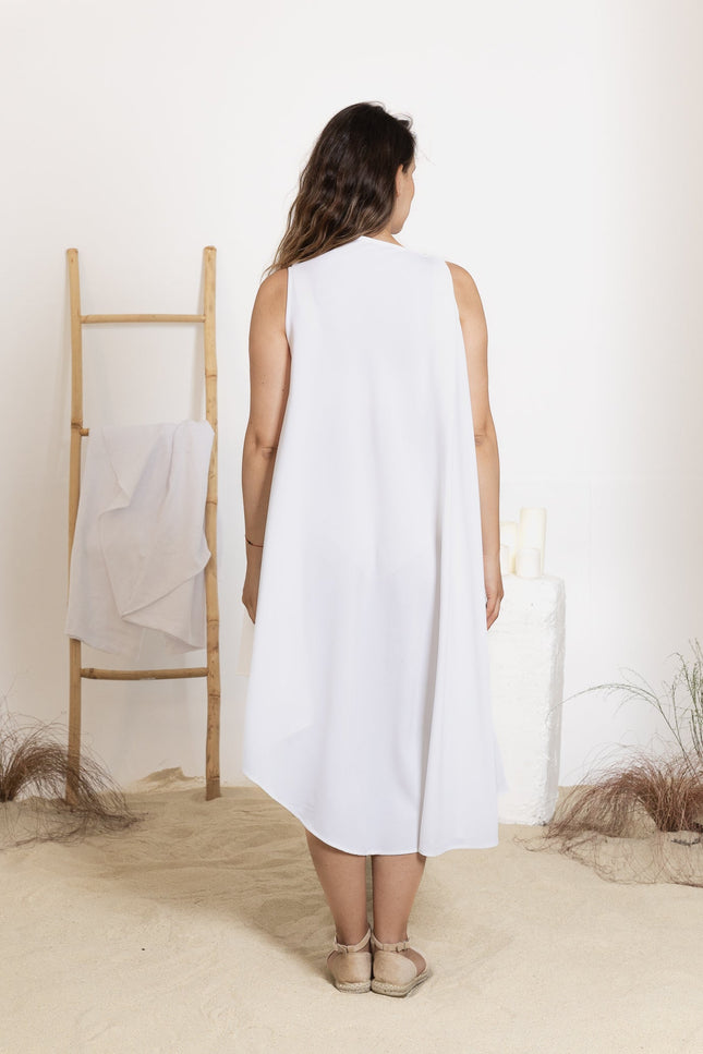 Back view of midi linen dress