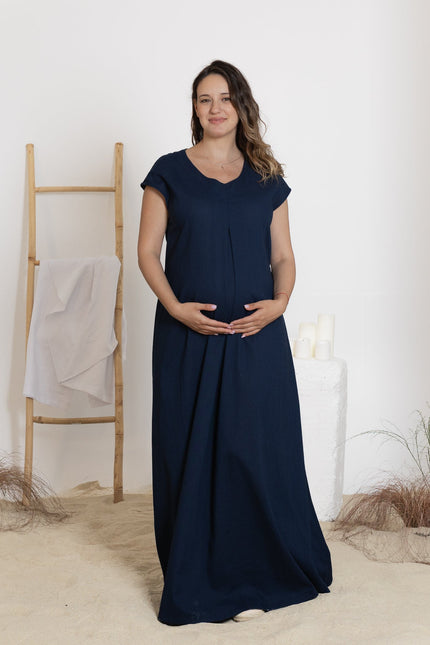 Front view of maxi linen dress