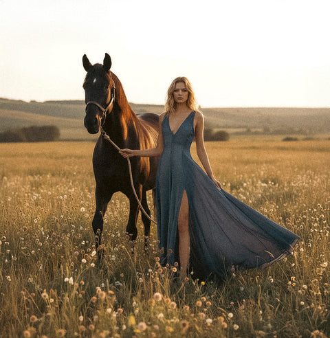 Zhenabia | ZHE Dress in Dusty Blue