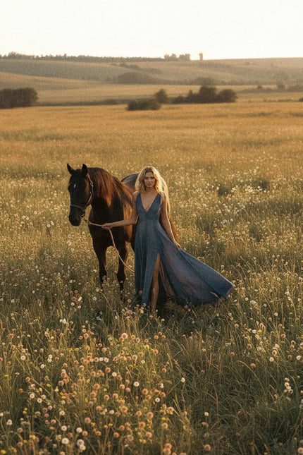 Zhenabia | ZHE Dress in Dusty Blue