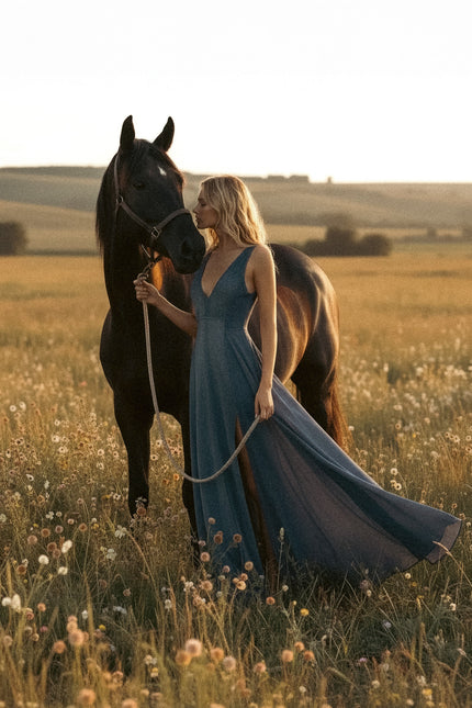 Zhenabia | ZHE Dress in Dusty Blue