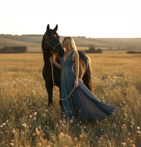 Zhenabia | ZHE Dress in Dusty Blue