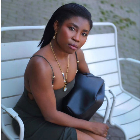 My Little Nature I Opal Necklace With Joyful Beaded Toggle Clasp Gols Plated Chain