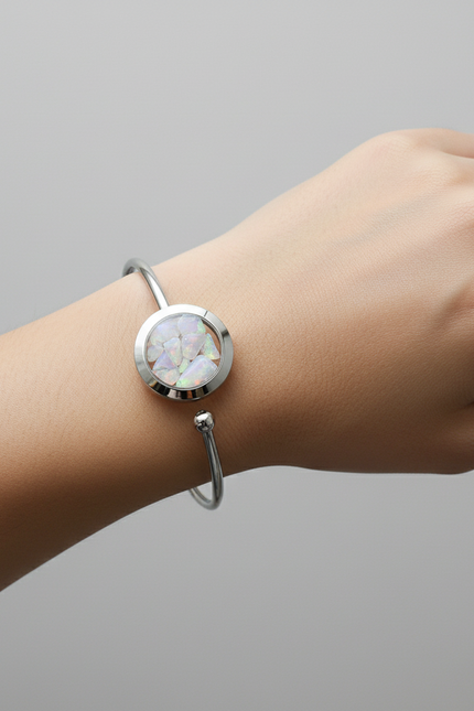 My Little Nature I Opal Cuff Bracelet – Handmade Stainless Steel Jewelry for Creativity and Inspiration