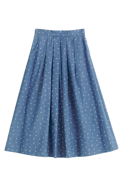 Pasadena Flower Dot Blue Midaxi Skirt - Styled