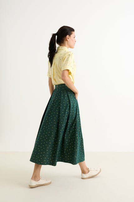 Pasadena Flower Dot Midaxi Skirt- Fern Green - Detail 2