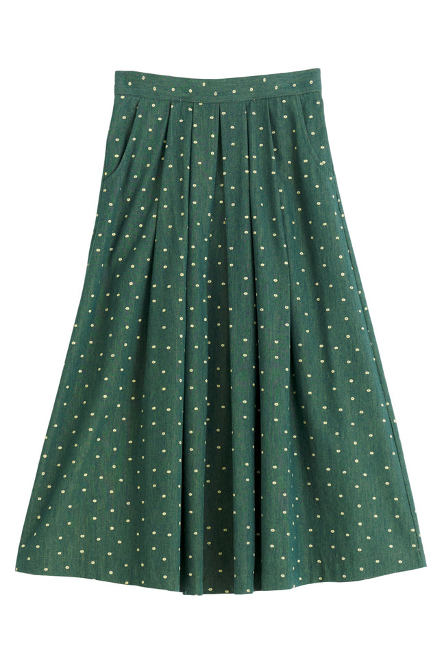 Pasadena Flower Dot Midaxi Skirt- Fern Green - Styled