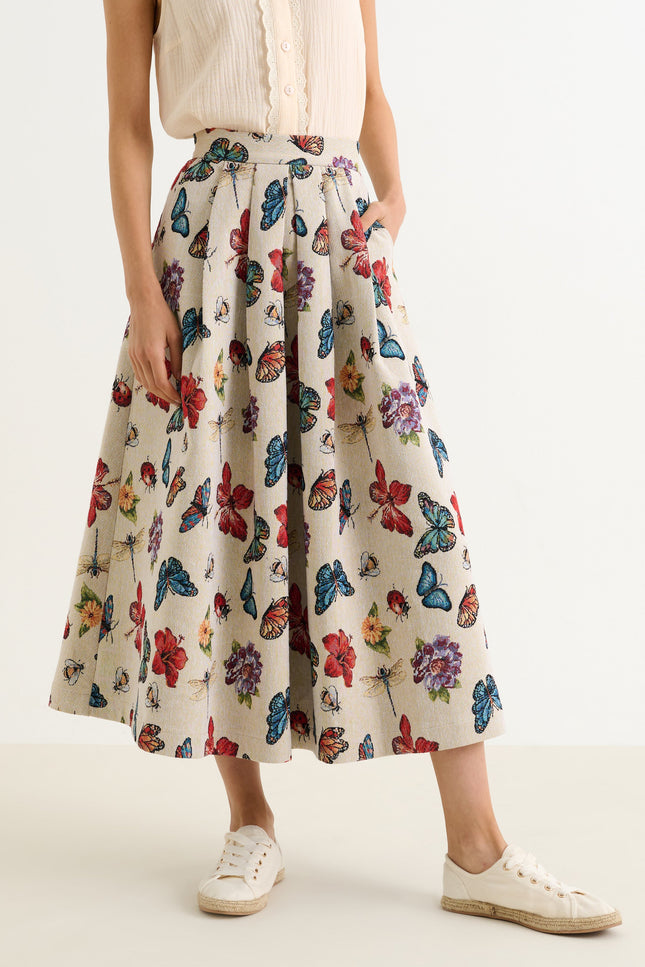 Pasadena Flutter Jacquard Midaxi Skirt - Back