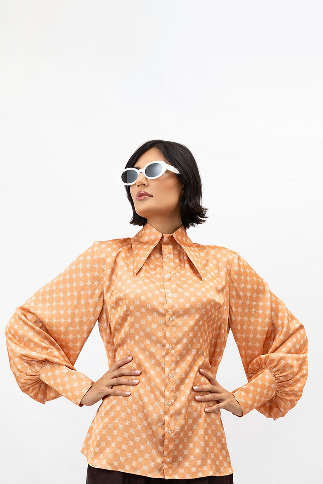 Janara Jones | Apricot Satin Blouse