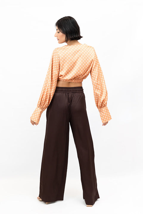 Janara Jones | Bluzka z dekoltem V morelowa