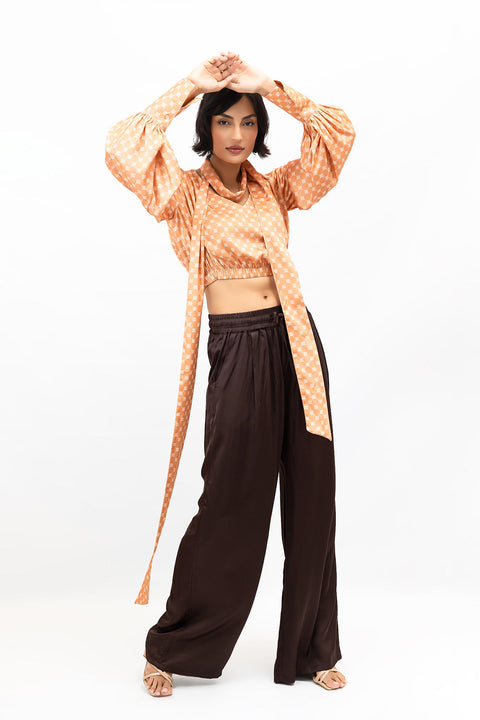 Janara Jones | Bluzka z dekoltem V morelowa