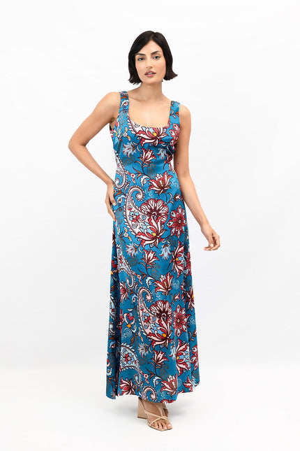 Janara Jones | Sukienka maxi z wycięciem Paisley