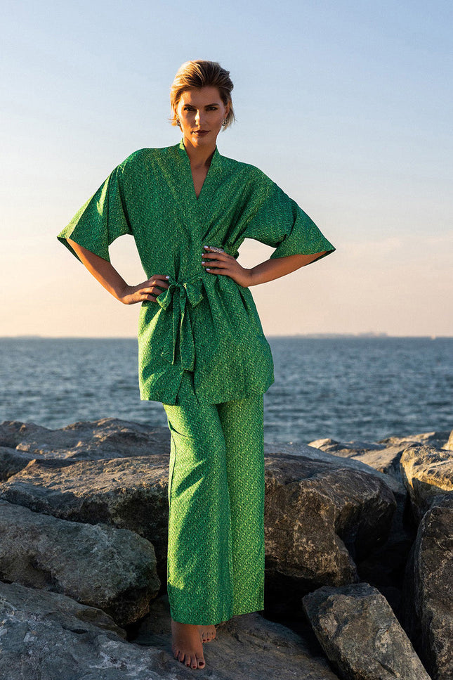 Janara Jones | Dragonscale Print Wide Leg Trousers
