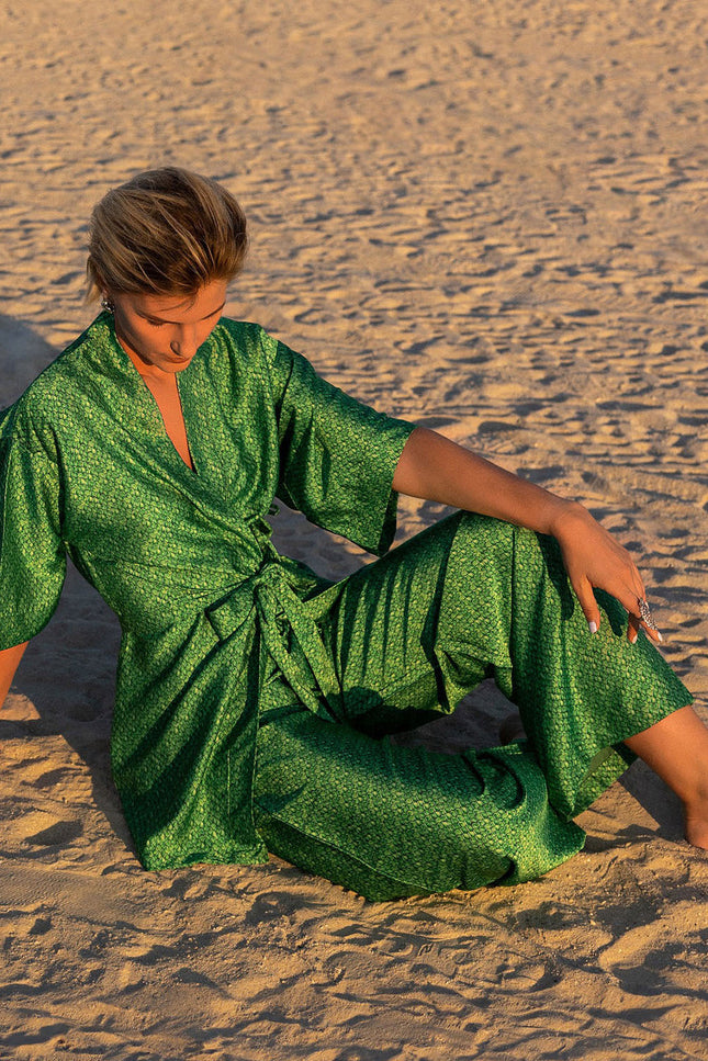 Janara Jones | Dragonscale Print Wide Leg Trousers