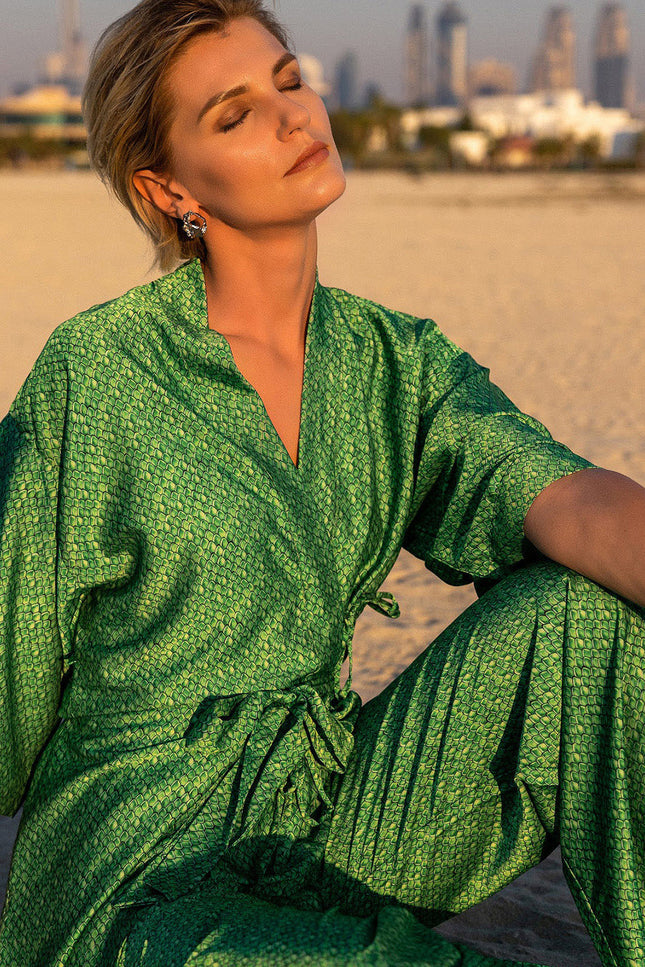 Janara Jones | Dragonscale Print Wide Leg Trousers