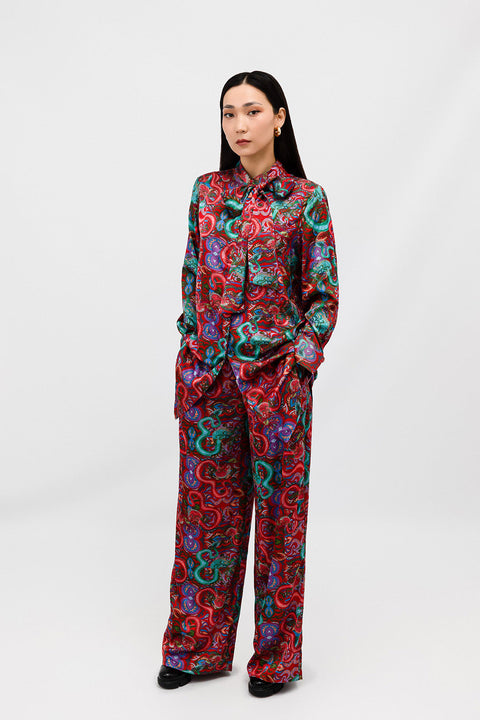 Janara Jones | Fantasy Print Blouse with Tie