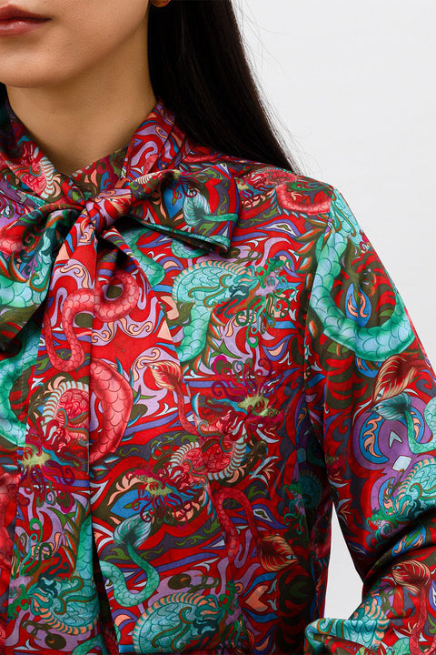 Janara Jones | Fantasy Print Blouse with Tie