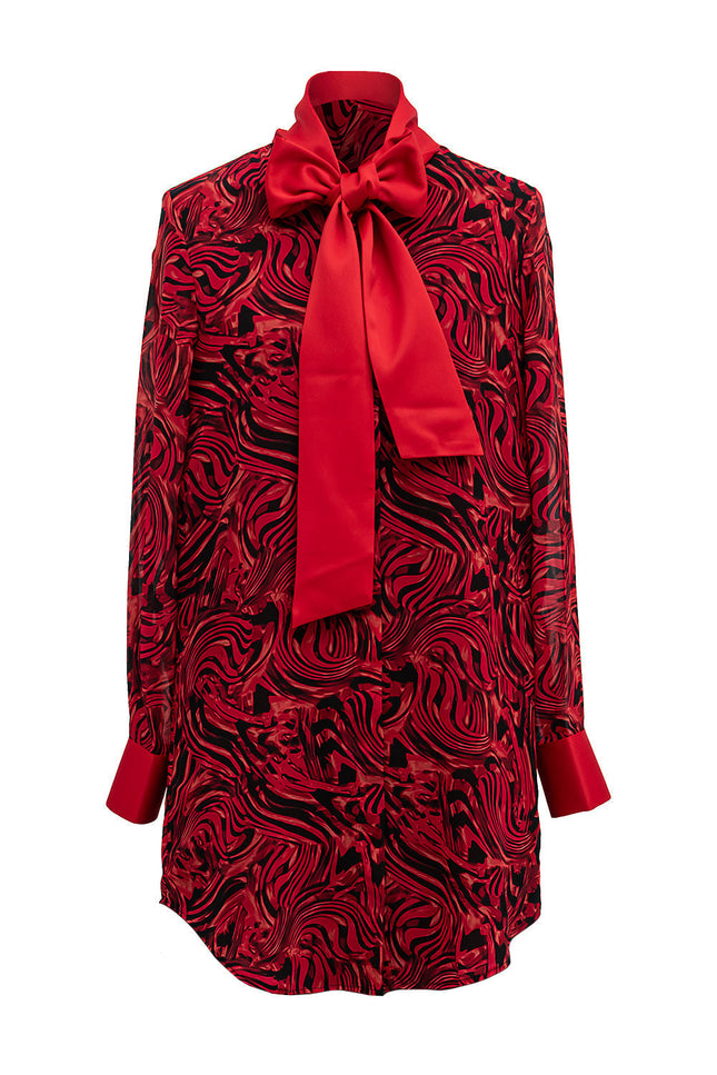 Janara Jones | Lava Mandarin Blouse with Tie
