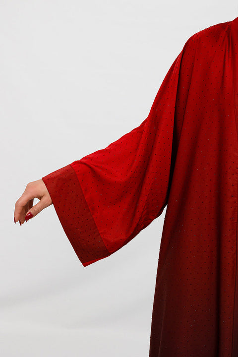 Janara Jones | Abaya Kaftan Red Ombre Rhinestones