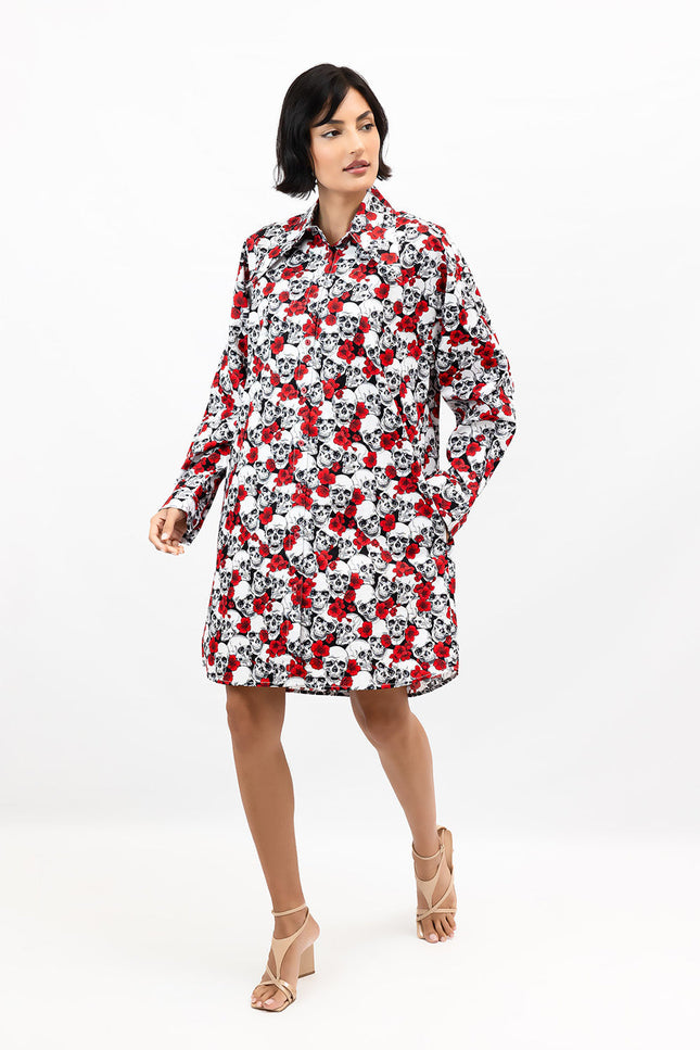 Janara Jones | Sculls And Poppies Mini Dress