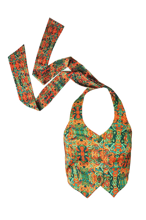 Janara Jones | Snakes Print With Buttons Vest