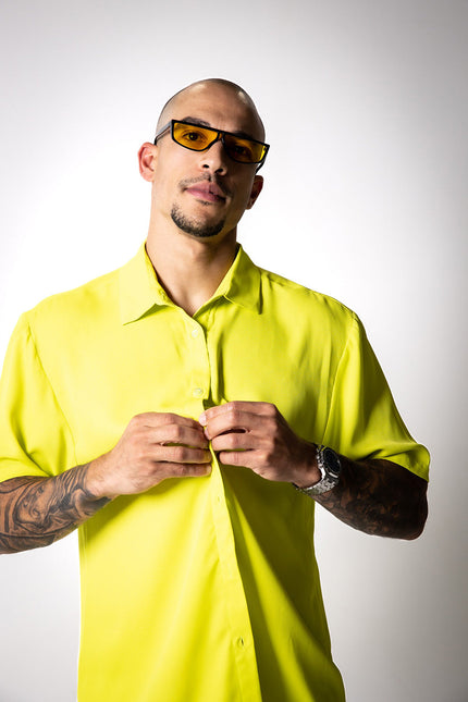 Janara Jones | Yellow Crepe Short Sleeve Shirt