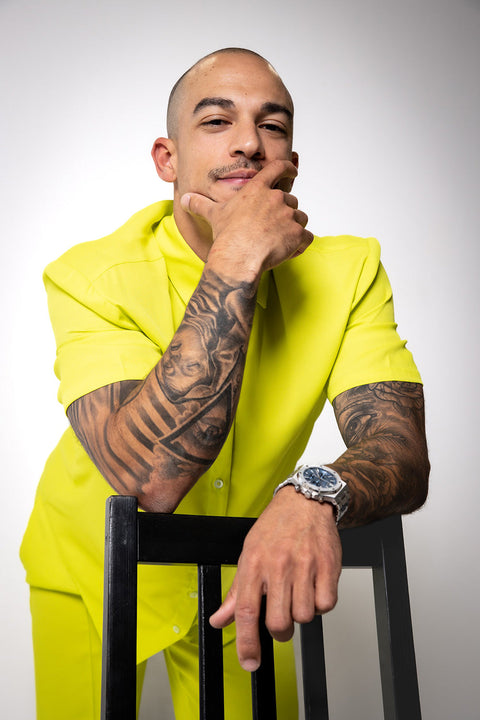 Janara Jones | Yellow Crepe Short Sleeve Shirt