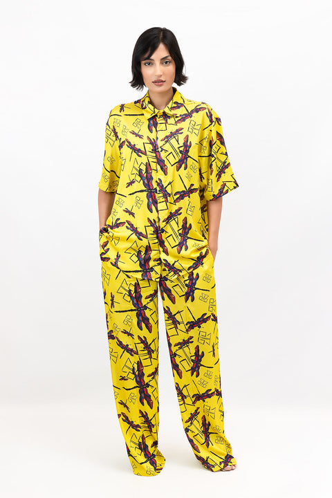 Janara Jones | Yellow Dragonfly Wide Leg Trousers