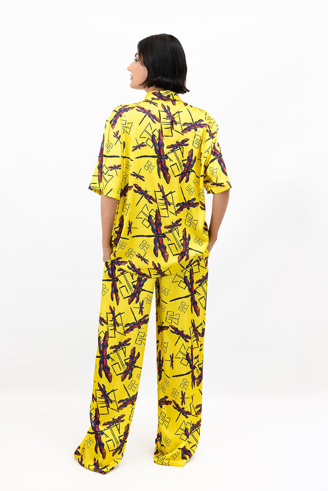 Janara Jones | Yellow Dragonfly Wide Leg Trousers