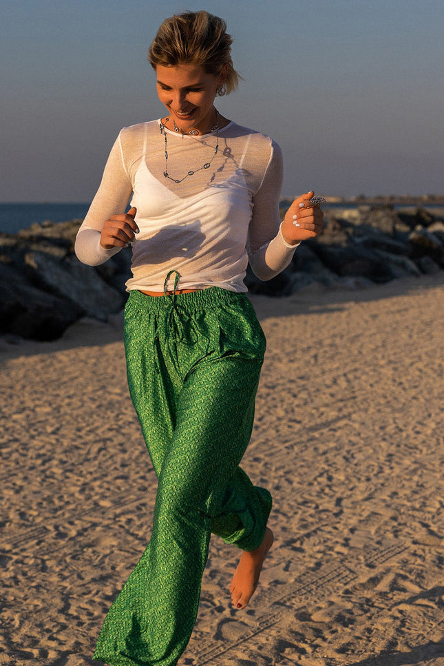 Janara Jones | Dragonscale Print Wide Leg Trousers