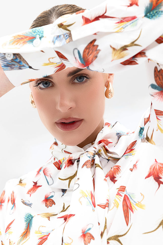 Janara Jones | Fishing Flies Mandarin Blouse