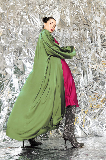Janara Jones | Olive Satin Abaya Kaftan