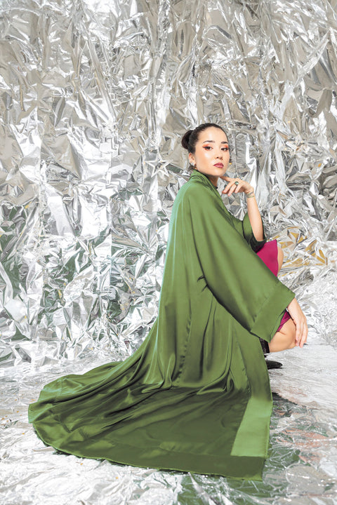 Janara Jones | Olive Satin Abaya Kaftan