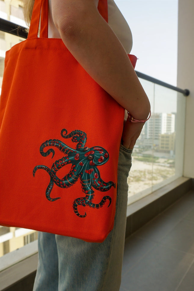 Janara Jones | Orange Octopus Tote Bag