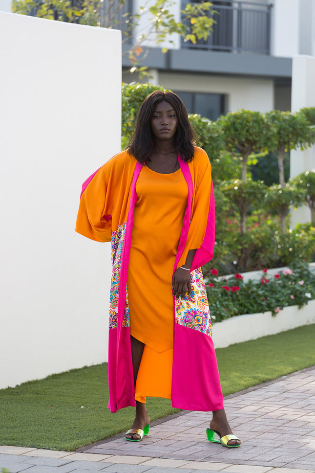 Janara Jones | Orange Scoop-Neck Midi Dress