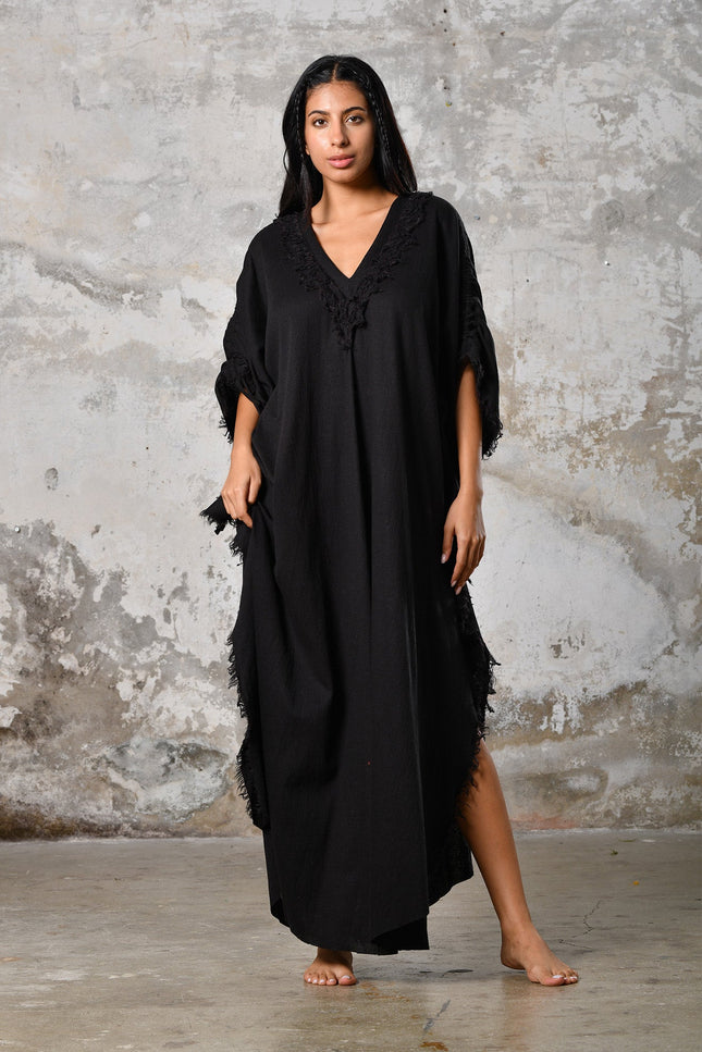 Zhenabia | PUSKUL Kaftan in Black