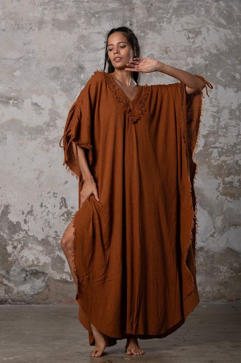 Zhenabia | PUSKUL Kaftan in Cinnamon