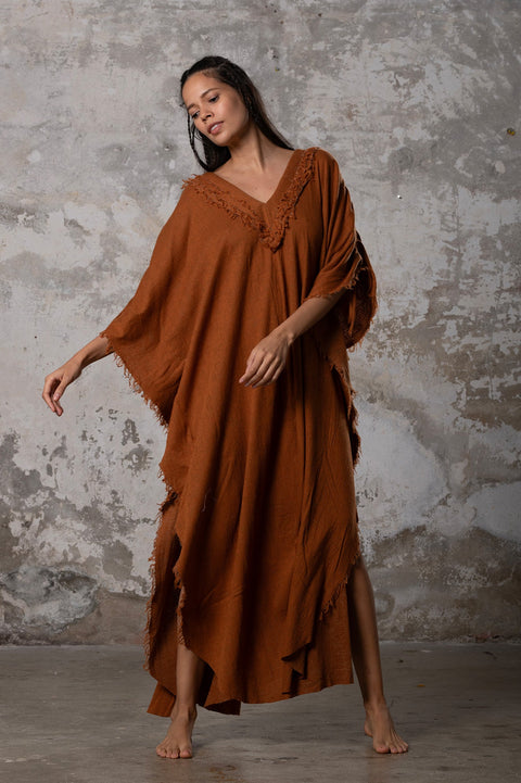 Zhenabia | PUSKUL Kaftan in Cinnamon